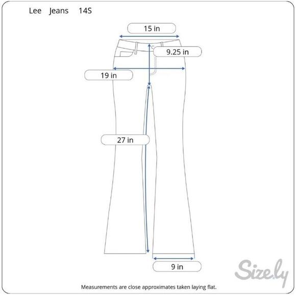 Lee Slender Secret Jeans Size 14S Velour Pockets Lower Waist Boot Cut Stretch - Picture 2 of 12